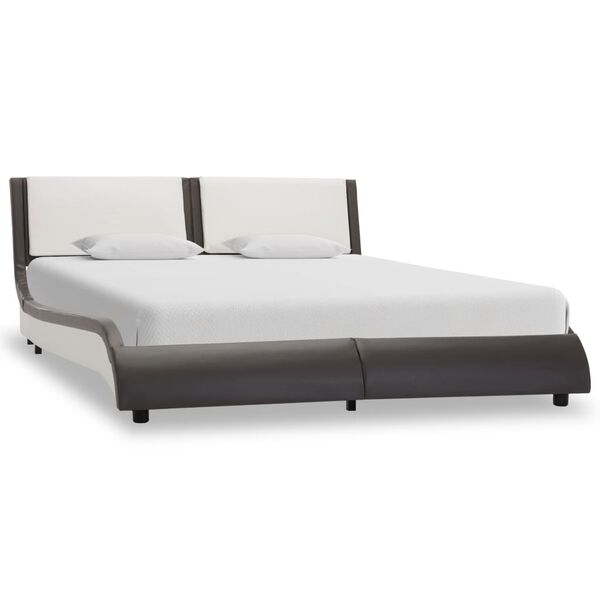 vidaXL Estructura de cama con LED sin colchón gris y blanco 120x190 cm