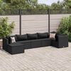 vidaXL Set de muebles de jard&iacute;n y cojines 7 pzas rat&aacute;n sint&eacute;tico negro