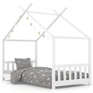 vidaXL Estructura de cama infantil madera maciza pino blanco 70x140 cm