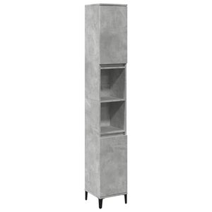 vidaXL Armario de ba&ntilde;o madera contrachapada gris hormig&oacute;n 30x30x190 cm