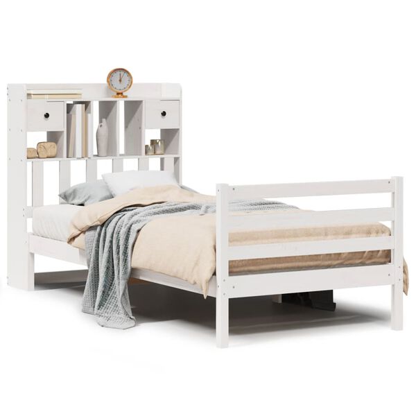 vidaXL Cama con estantería sin colchón madera maciza de pino 90x190 cm