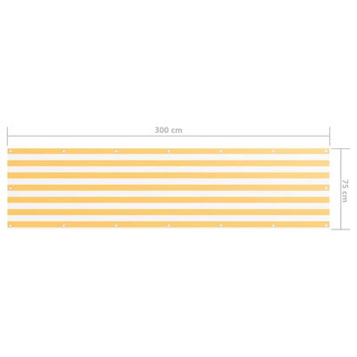 vidaXL Toldo para balcón tela oxford blanco y amarillo 75x300 cm