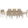 vidaXL Conjunto de Comedor de Jard&iacute;n 9 pcs Beige rat&aacute;n sint&eacute;tico