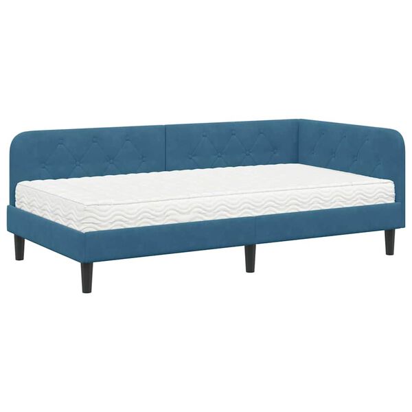 vidaXL Estructura de cama en esquina Azul 90 x 190 cm Terciopelo