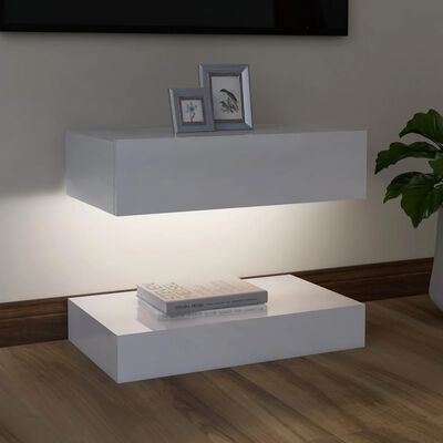 vidaXL Mueble de TV con luces LED blanco brillante 60x35 cm