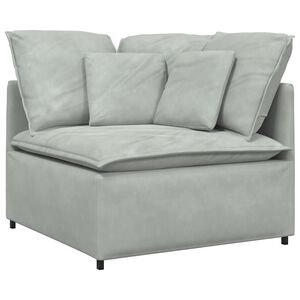 vidaXL M&oacute;dulo esquinero de sof&aacute; modular con cojines, gris claro, 100 cm