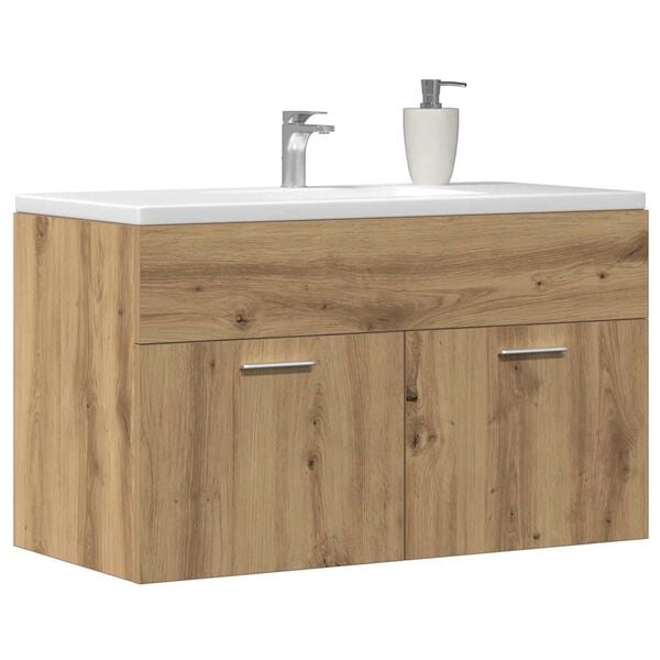 vidaXL Mueble de lavabo de ba&ntilde;o madera roble artisan 90x38,5x46 cm