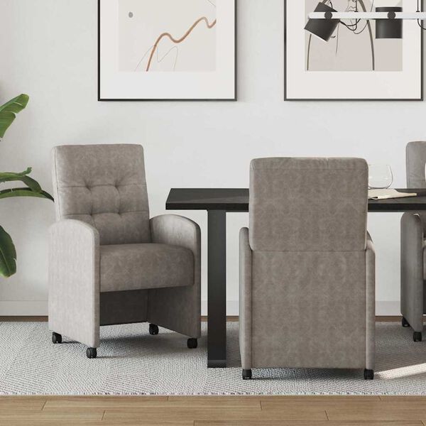 vidaXL Sillas de Comedor con Ruedas 2 pcs Gris 57 x 67 x 98 cm