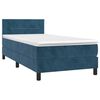 vidaXL Cama box spring colch&oacute;n y LED terciopelo azul oscuro 80x200 cm