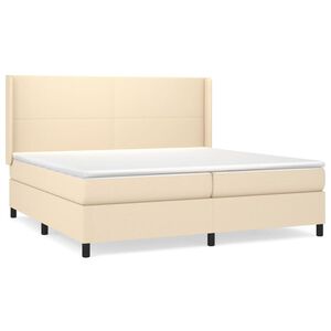 vidaXL Cama box spring con colch&oacute;n tela color crema 200x200 cm