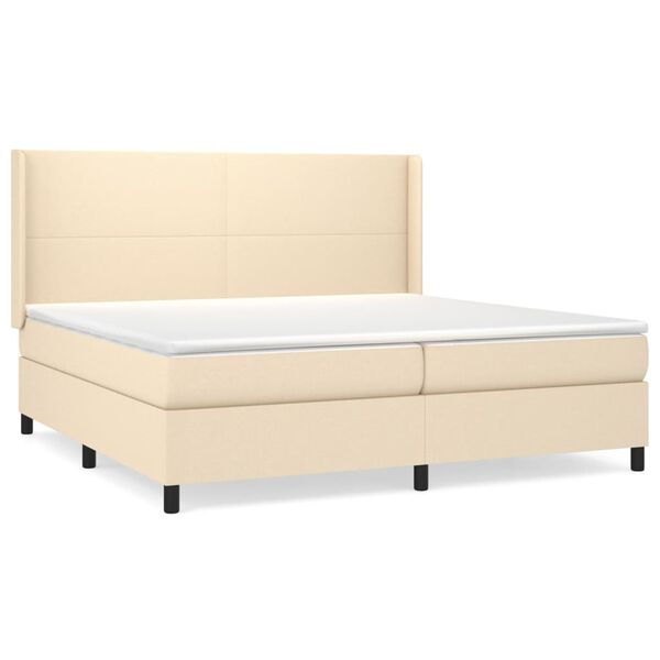 vidaXL Cama box spring con colch&oacute;n tela color crema 200x200 cm