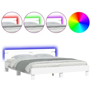 vidaXL Estructura de cama con LED sin colch&oacute;n blanco 180x200 cm