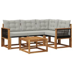 vidaXL Conjunto de sof&aacute;s de exterior 5 pcs Natural y Gris Claro