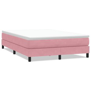 vidaXL Cama box spring sin colch&oacute;n rosa terciopelo 160x220 cm