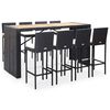 vidaXL Mesa y sillas bar jard&iacute;n 9 pzas rat&aacute;n sint&eacute;tico y madera negro