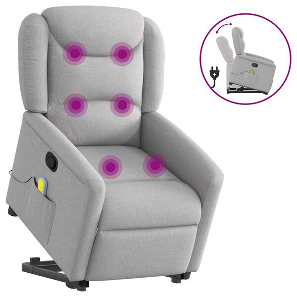 vidaXL Sill&oacute;n de masaje reclinable de pie de tela gris nube