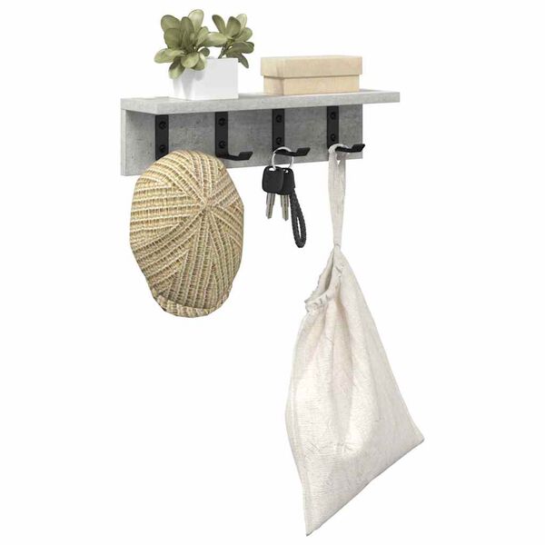vidaXL Perchero de pared Gris Concreto 40 x 10,5 x 10,5 cm