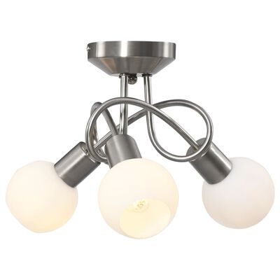 vidaXL Lámpara de techo pantallas cerámica bol blanco 3 bombillas E14
