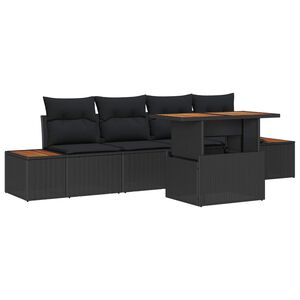vidaXL Conjunto de Comedor de Jard&iacute;n con coj&iacute;n 5 pcs Negro y Marr&oacute;n