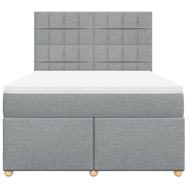 vidaXL Cama box spring con colch&oacute;n tela gris claro 140x200 cm