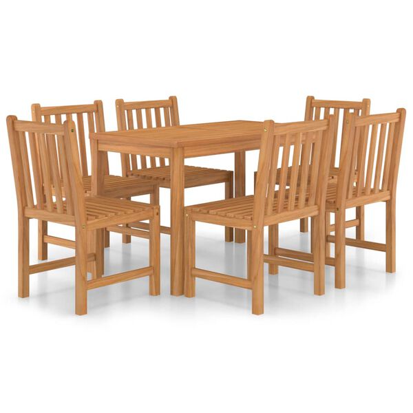 vidaXL Conjunto de comedor de jard&iacute;n de 7 piezas, 120 x 70 cm, madera maciza de teca