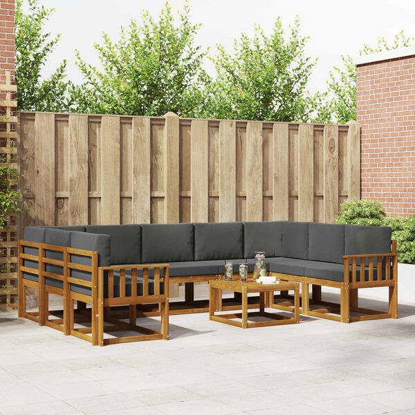 vidaXL Conjunto de sof&aacute;s de exterior 10 pcs Natural y Antracita