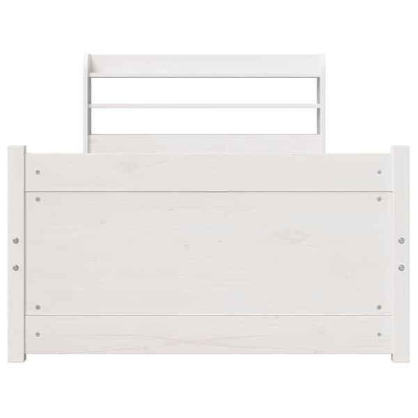 vidaXL Estructura de cama con cabecero madera pino blanco 75x190 cm
