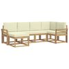 vidaXL Conjunto de sof&aacute;s de exterior 6 uds. Blanco y Crema Poli&eacute;ster