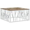 vidaXL Mesa de centro acero inoxidable y madera reciclada plateada