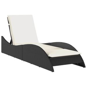 vidaXL Tumbona con coj&iacute;n rat&aacute;n sint&eacute;tico negro 60x205x73 cm