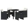 vidaXL Conjunto de Comedor de Jard&iacute;n 5 uds. Negro rat&aacute;n sint&eacute;tico
