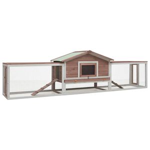 vidaXL Conejera madera maciza pino y abeto color moca 310x70x87 cm