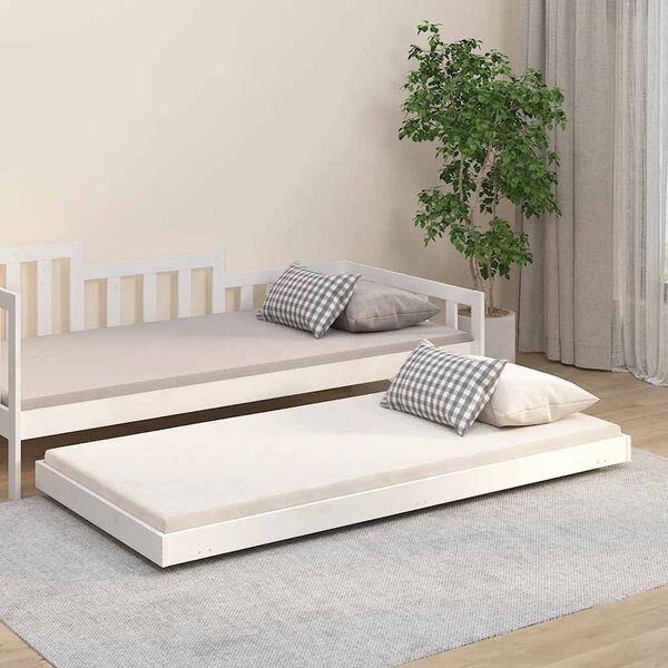 vidaXL Estructura de cama sin colch&oacute;n madera maciza blanca 90x190 cm