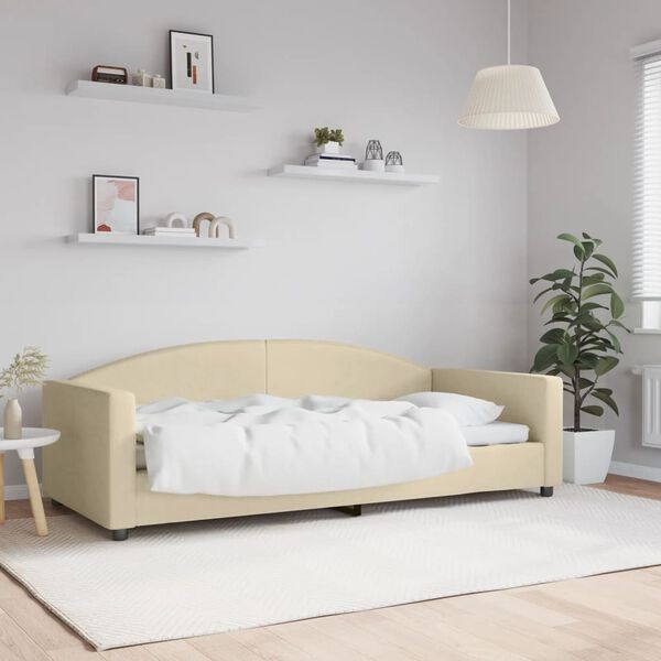 vidaXL Sof&aacute; cama sin colch&oacute;n tela crema 90x200 cm