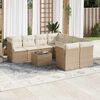 vidaXL Set de sof&aacute;s de jard&iacute;n 9 pzas con cojines rat&aacute;n sint&eacute;tico beige