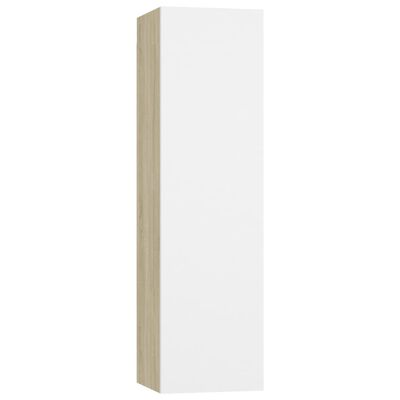 vidaXL Muebles de salón 4 piezas blanco y roble Sonoma 30,5x30x110 cm