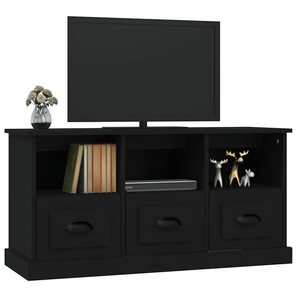 vidaXL Mueble de TV madera contrachapada negro 100x35x50 cm