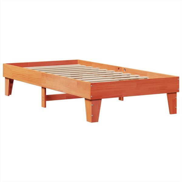 vidaXL Estructura de cama sin colch&oacute;n madera maciza marr&oacute;n 75x190 cm