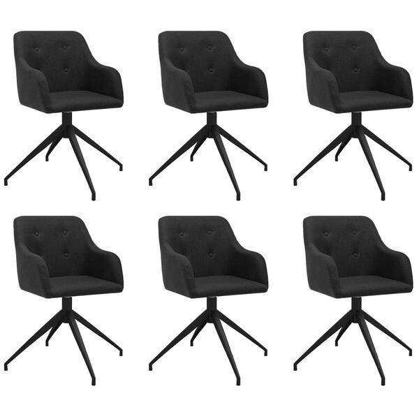 vidaXL Sillas de comedor giratorias 6 unidades tela negro