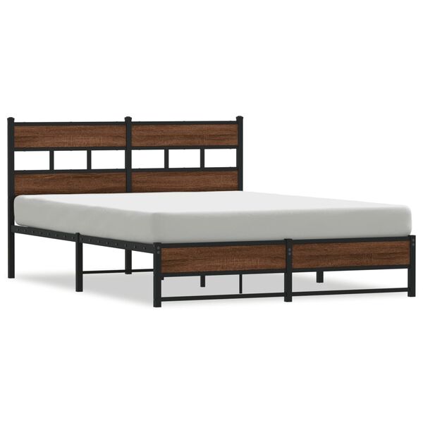 vidaXL Estructura de cama sin colchón metal marrón roble 140x190 cm