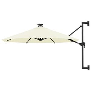 vidaXL Sombrilla de jard&iacute;n de pared con luces LED arena 300 cm