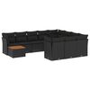 vidaXL Set de sof&aacute;s de jard&iacute;n 11 pzas y cojines rat&aacute;n sint&eacute;tico negro
