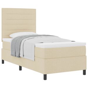 vidaXL Cama tipo Box Spring con colch&oacute;n Crema 100 x 200 cm tela
