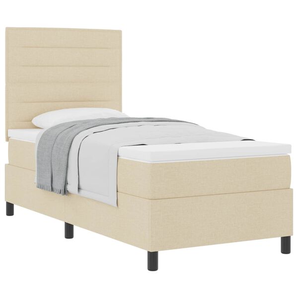 vidaXL Cama tipo Box Spring con colch&oacute;n Crema 100 x 200 cm tela