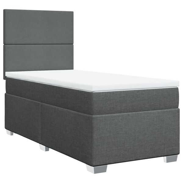 vidaXL Cama box spring con colch&oacute;n tela gris oscuro 90x200 cm