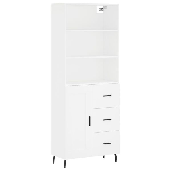 vidaXL Aparador alto madera contrachapada blanco 69,5x34x180 cm