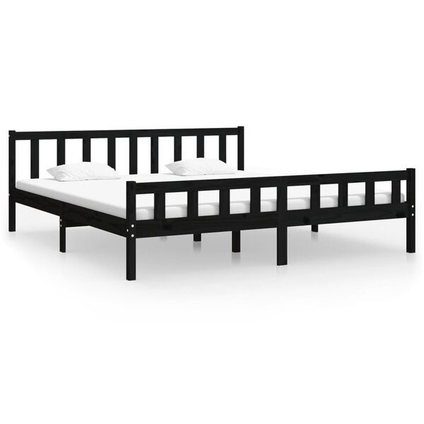 vidaXL Estructura de cama sin colch&oacute;n madera maciza negro 200x200 cm