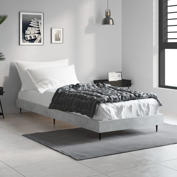 vidaXL Estructura de cama madera de ingenier&iacute;a gris hormig&oacute;n 75x190 cm
