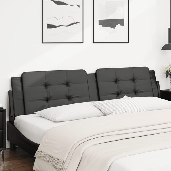 vidaXL Cabecero de cama acolchado Zadar cuero sint&eacute;tico negro 200 cm