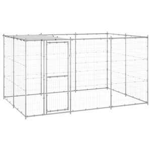 vidaXL Perrera de exterior de acero con techo 7,26 m&sup2;